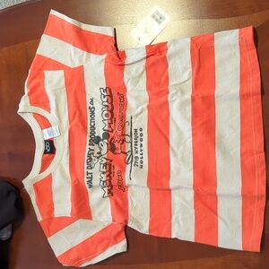 Disney Parks MICKEY MOUSE Orange/White striped SS Tshirt size Small NWT
